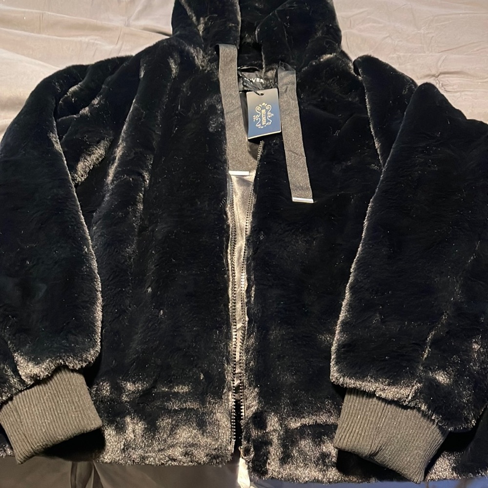 Black faux fur jacket